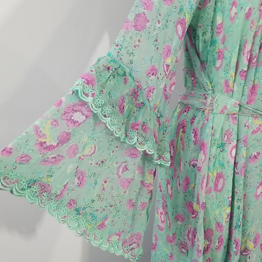 NWT Hemant & Nandita Hera Long Floral Dress Green Midi Medium $546 Retail - Picture 8 of 13